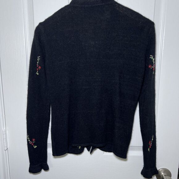 Rene Derhy Vintage Cardigan Size Small Silk Lambswool Angora Blend Beaded Black - Picture 5 of 9